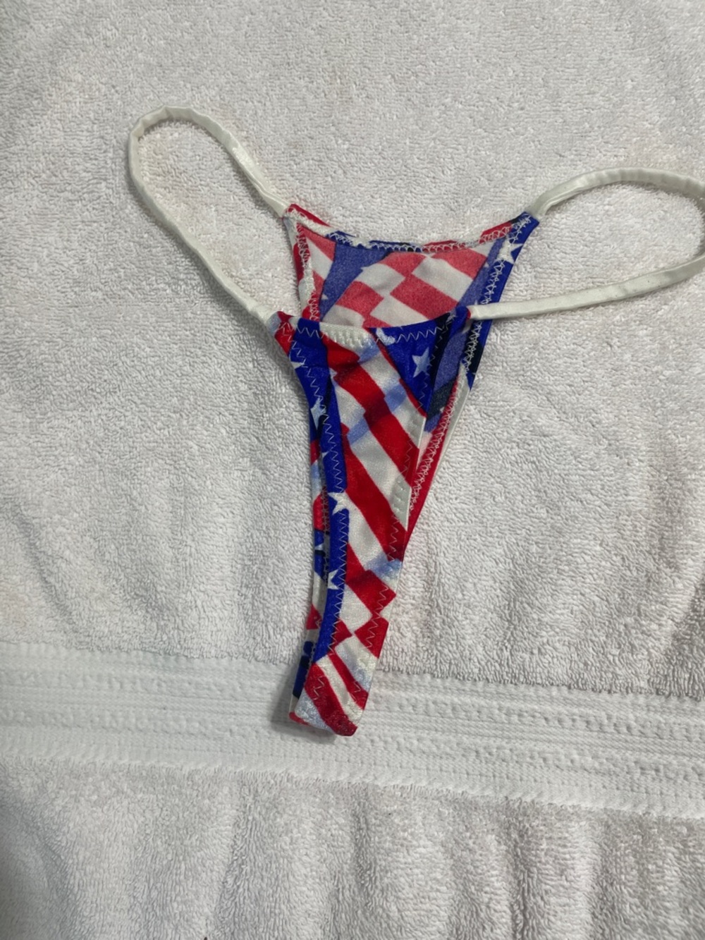 Patriotic Red, White & Blue Women's Thong Bikini - Picture 3 of 4
